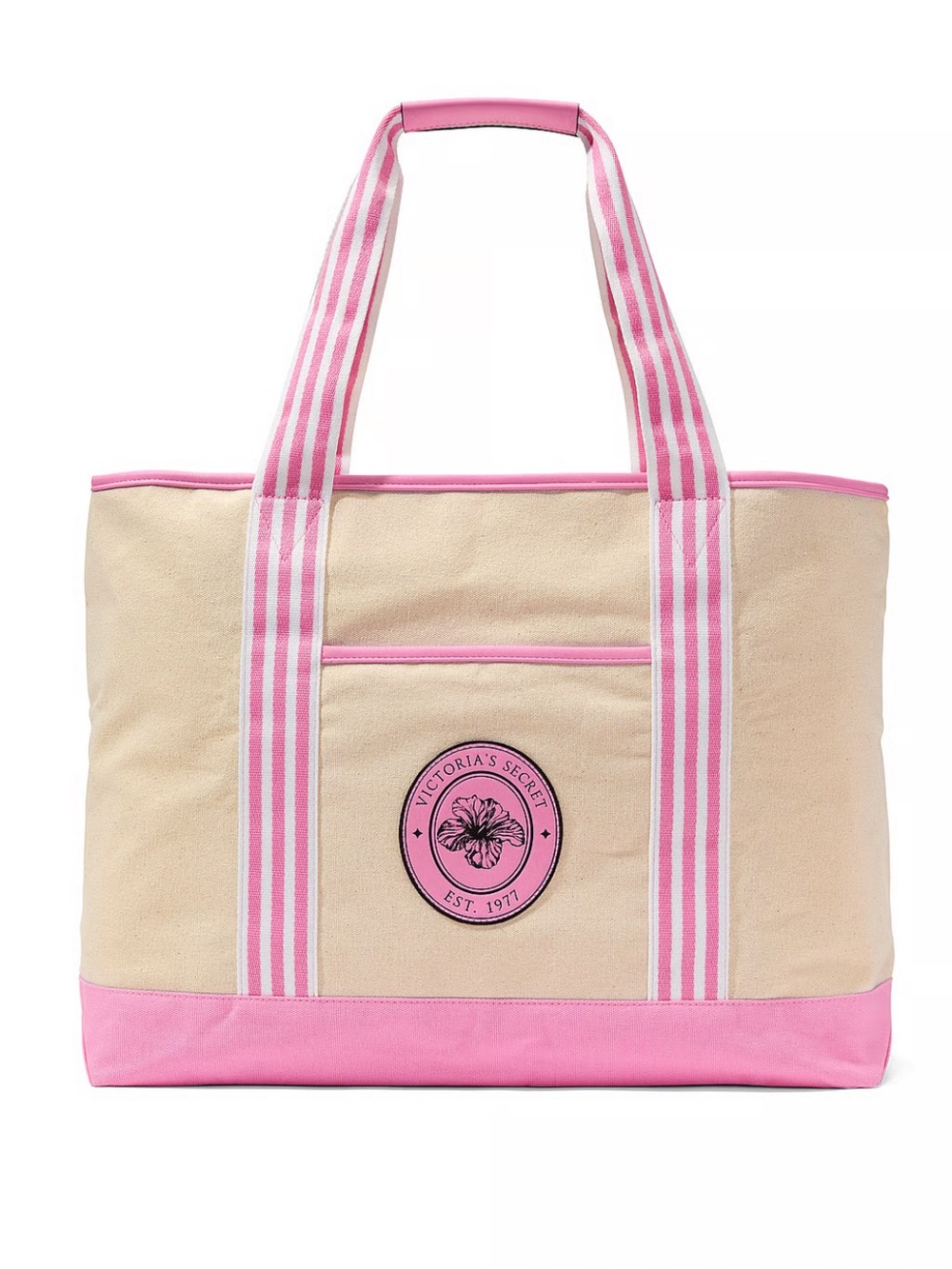 Victoria's Secret Cream and Pink Canvas Tote